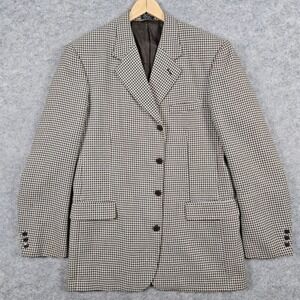 Soho Collections Men's Size 42L Houndstooth Blazer Sport Coat Brown White SPOTS